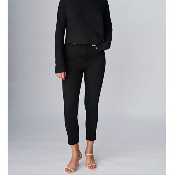 Denim Forum The Lola High-waisted Raw Hem Cropped Skinny Black Jeans Size 25 - Picture 1 of 10